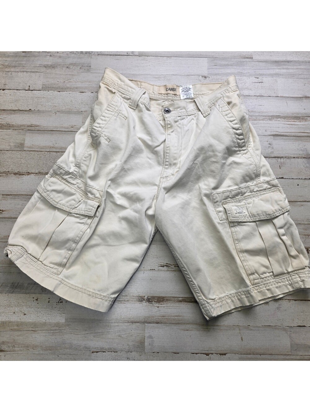 Levi's Cargo Shorts Men's W30 Beige Cotton Y2K Dad Shorts Relaxed Fit